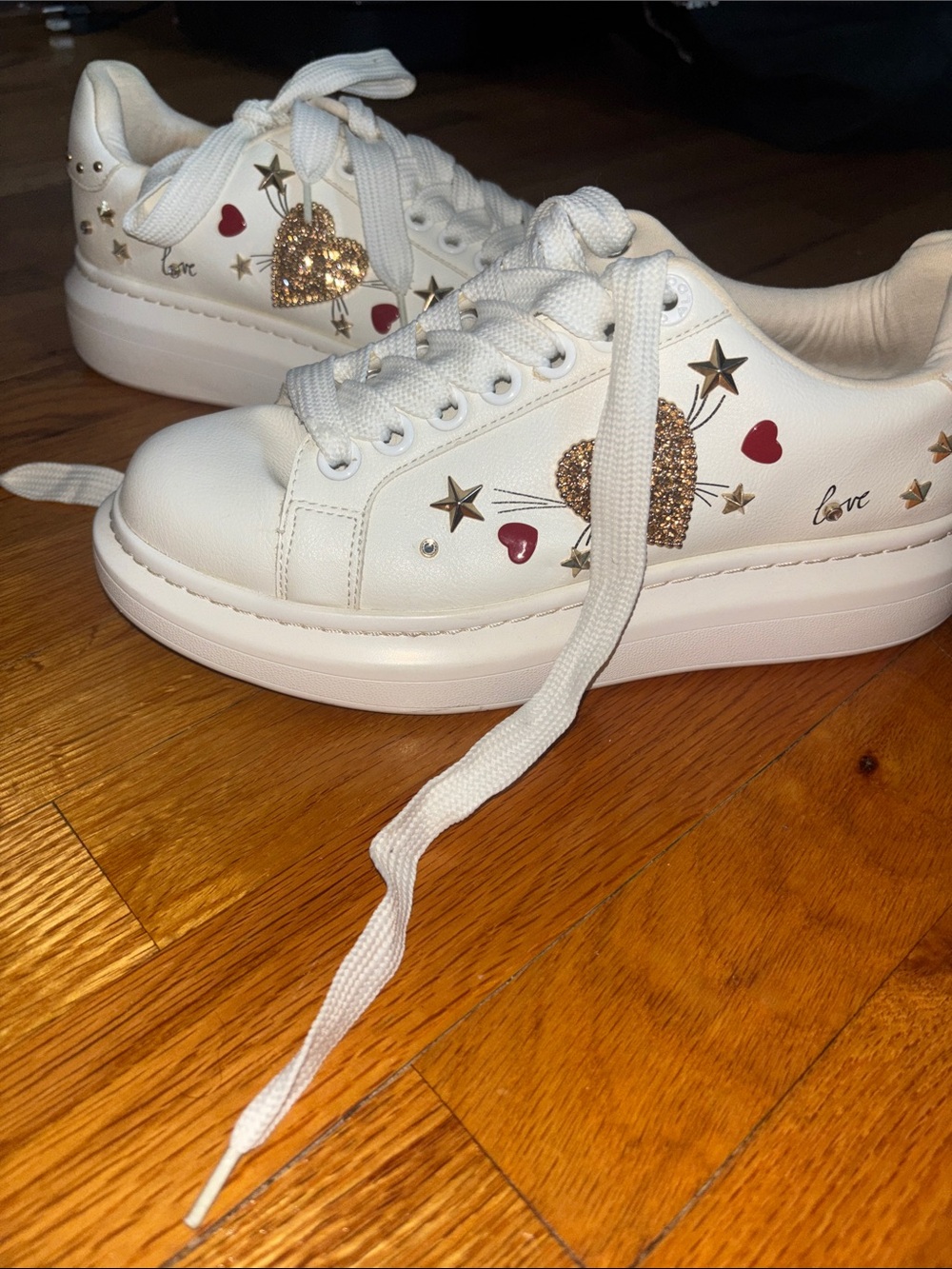 ALDO Gold Heart & Red Accent - Fashion Sneakers.